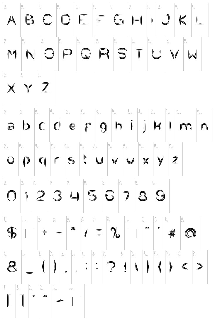 Quantum Leap font map